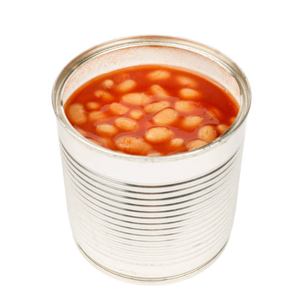 istock Canned beans in red tomato sauce, close-up on a white background. 1413662299