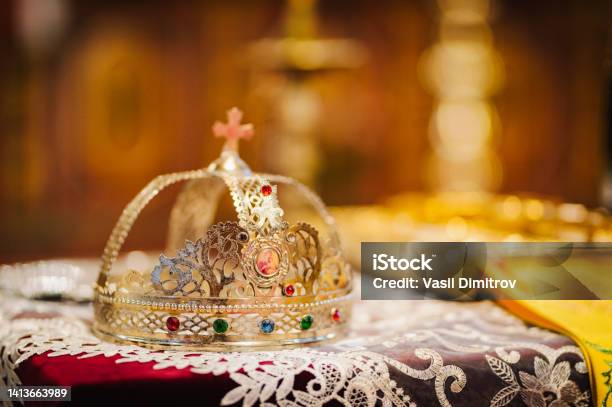 Crowns In A Church Stock Photo - Download Image Now - Altar, Architecture, Arranging
