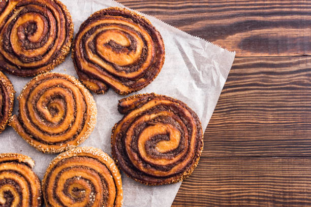 Freshly Baked Cinnamon Rolls with sesame