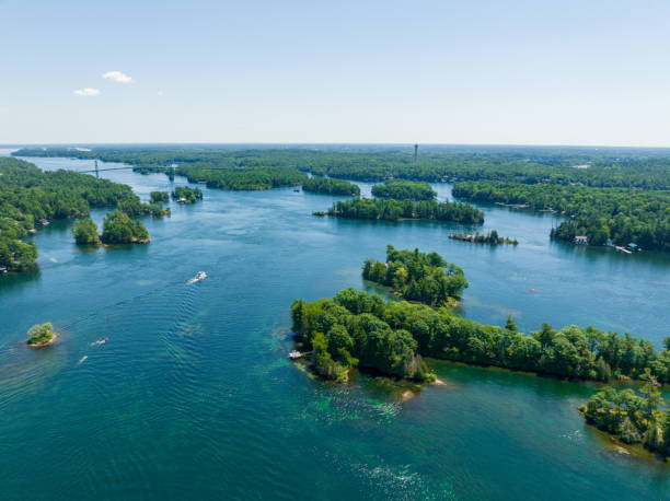 istock Suspension bridge across a river, Thousand Islands Bridge 1413664186