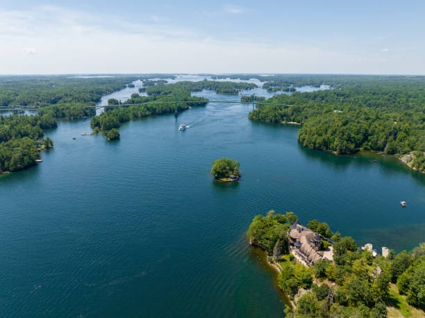 istock Boats, docks, small islands, trees-Thousand Islands 1413664764