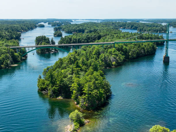 istock Boats, docks, small islands, trees-Thousand Islands 1413664862