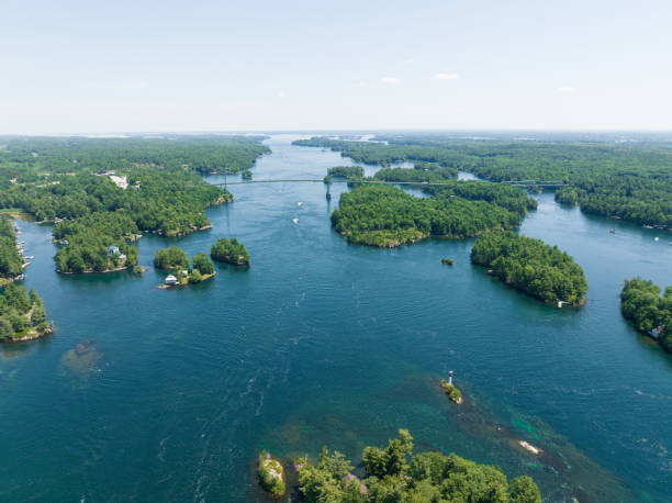 istock Boats, docks, small islands, trees-Thousand Islands 1413664923