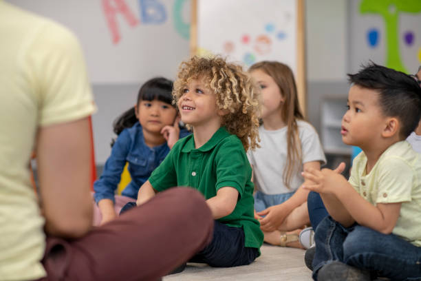 istock Kindergarten Students Listening in Class 1413666087