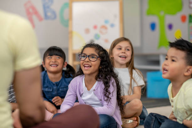 istock Kindergarten Students Listening in Class 1413666106