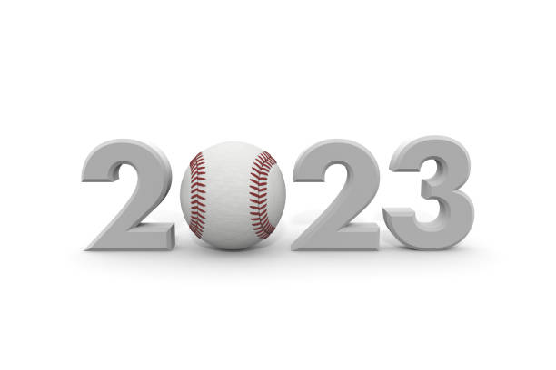istock Baseball image and ball. 2023 characters. Letters made in three dimensions. Gothic lettering. 1413668247