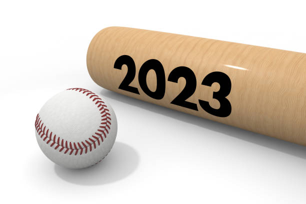 istock bat and baseball. 2023 characters. Letters made in three dimensions. Gothic lettering. 1413668280
