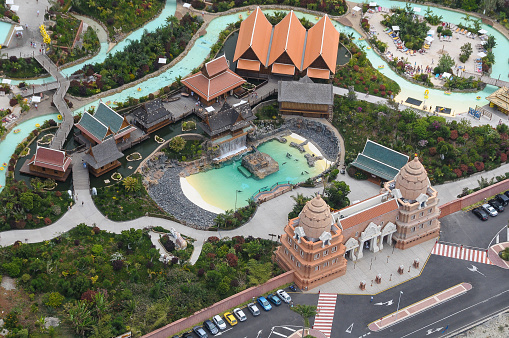 Tenerife, Canary islands, Spain - May 05, 2010: Aerial photo of the Siam Park in Playa de las Americas, in the south of the island