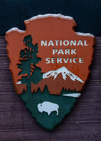 Congaree National Park, United States: January 29, 2022: National Park Sign With Snow at Congaree National Park