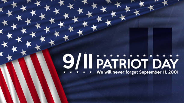 ilustraciones, imágenes clip art, dibujos animados e iconos de stock de día del patriota. el 11 de septiembre nunca olvidaremos el fondo del día del patriota. cartel de la bandera de los estados unidos. - never