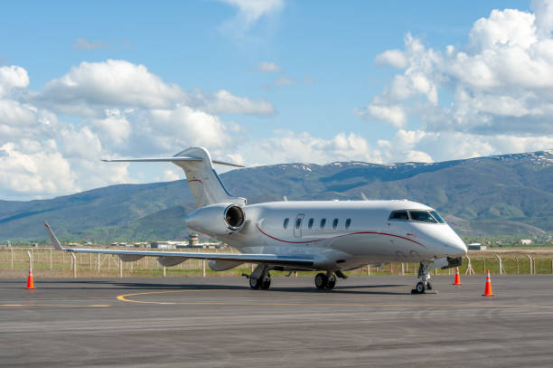 istock Private plane with six windows waiting at the airport 1413672104