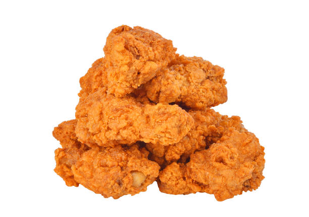 istock Fried spicy chicken isolated on white 1413672211