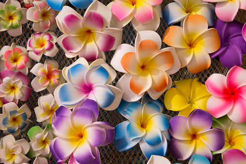 Colorful, artificial leis for sale in Hawaii
