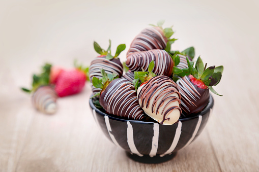 Strawberries coated in chocolate
