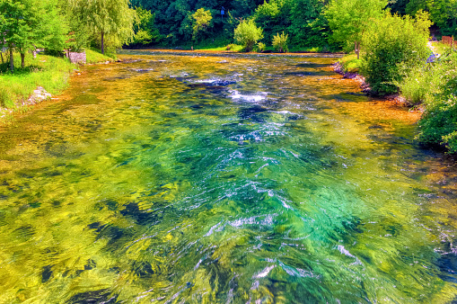 Fresh water of river Pliva in Sipovo, Bosnia and Herzegovina.