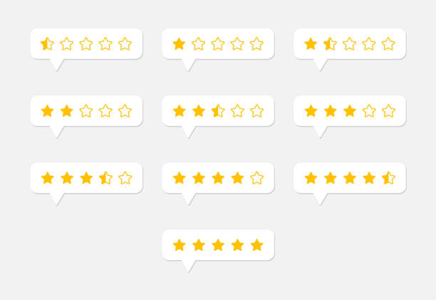 значки звездного рейтинга на сером фоне. от одной до пяти звезд половина обратная связь, обзор, оценка нас символы. от одной до пяти полных и  - вип stock illustrations