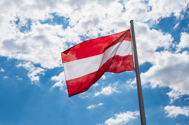 istock flag of Austria waving in the wind 1413682113