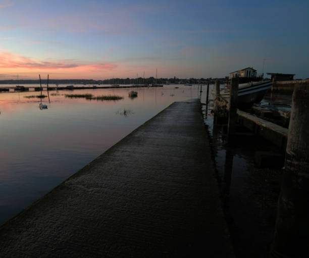 istock Traditional wooden jetty on the Orwell River 1413682398