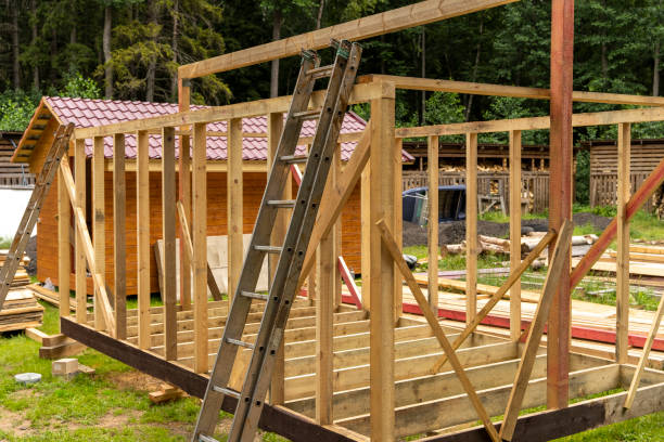 istock construction of a frame house. Timber frame house, new build roof 1413683233