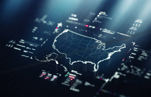 Digital Map of USA with data charts