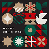 istock Christmas design template with mid-century modern graphics — Aster System 1413686623