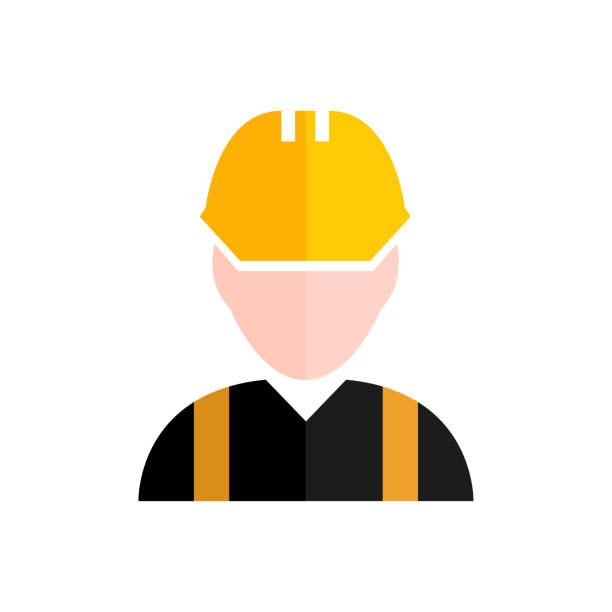 ilustrações de stock, clip art, desenhos animados e ícones de builder icon on white background, vector illustration - technology business support violence