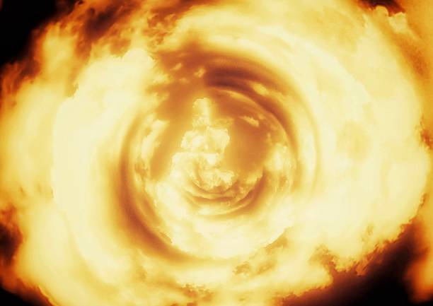 istock 3D illustration of swirling fire 1413698183