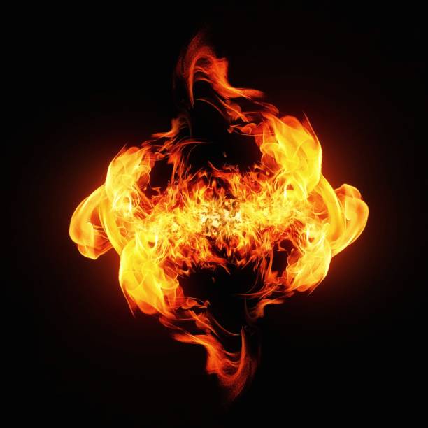 istock 3D illustration of swirling fire 1413698189