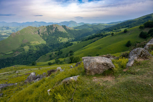 Mountain landscape in Pyrenees on the Camino de Santiago.