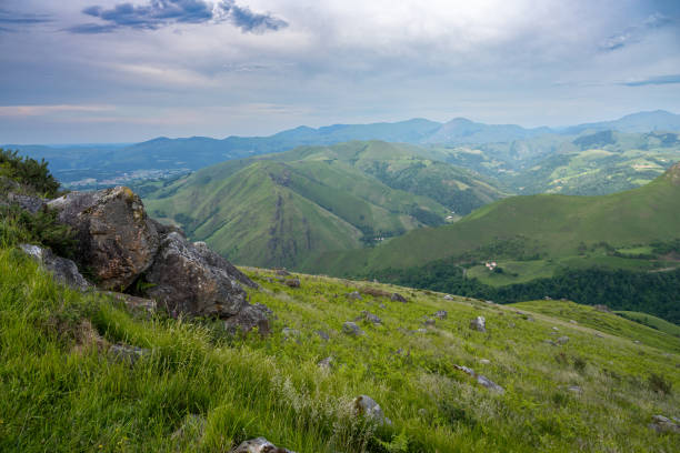 Mountain landscape in Pyrenees on the Camino de Santiago.