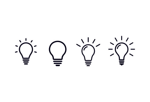 電球アイコンベクトル。光、アイデア、創造性シンボルベクトルデザイン - light bulb inspiration ideas electricity点のイラスト素材／クリップアート素材／マンガ素材／アイコン素材