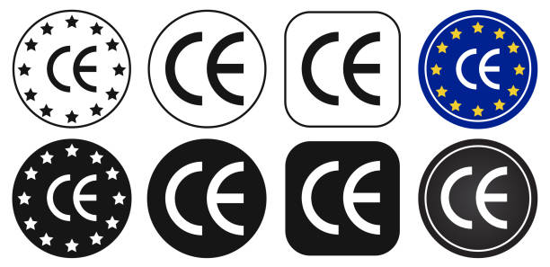 знак ce. символ ce выделен на белом фоне. набор значков европейского знака сертификации соответствия. черный плоский, очерченный, круг круглы� - euro symbol illustrations stock illustrations