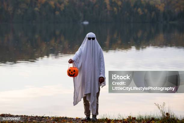Sinister Ghost Stock Photo - Download Image Now - Jack O' Lantern, Costume, Ghost