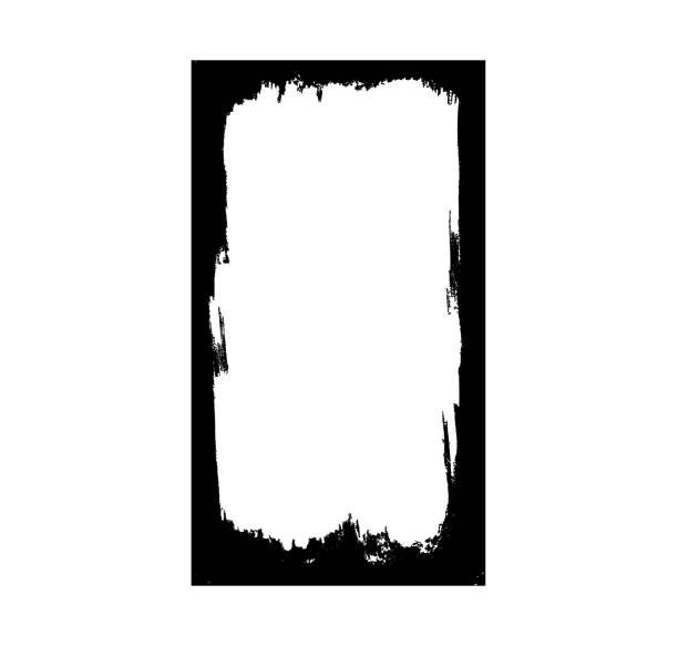 istock Black grunge frame for photo collage, stories and social network media 9 16. Template with brush stroke. Rectangular border with grunge overlay. Vector illustration isolated on white background 1413706849