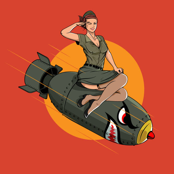 Drop a Bombshell WW2 pin up girl illustration vector art illustration