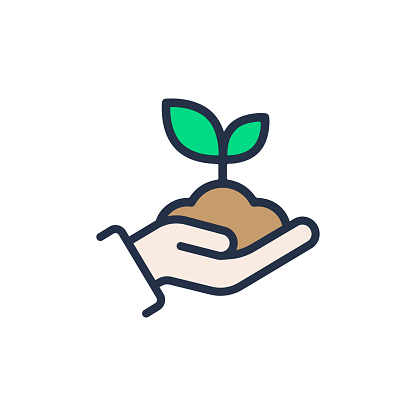 Hand holding plant icon