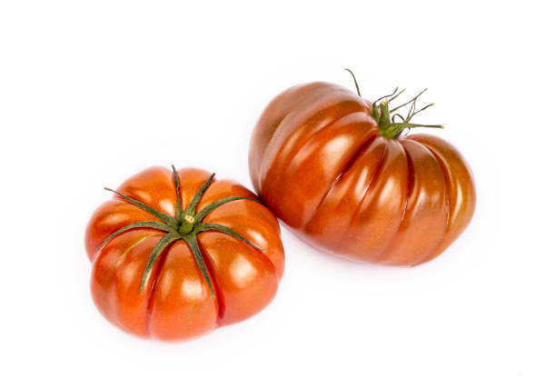 istock Natural organic village tomatoes on a white background 1413728662