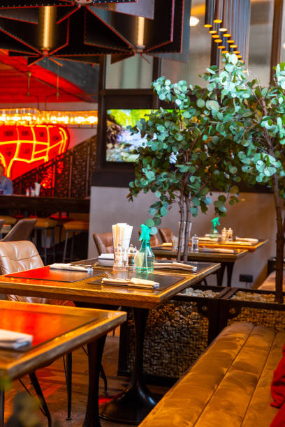 istock Interior of cozy luxury restaurant with original design 1413731078