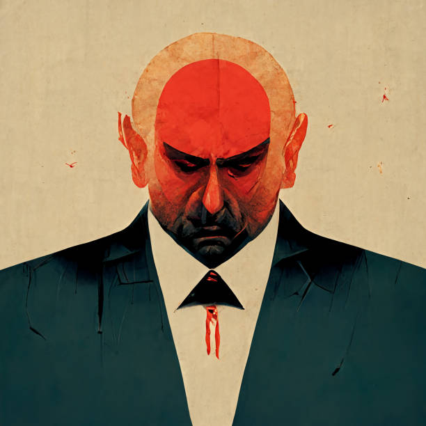 Illustration of large, powerful, moody man in suit. Abstract illustration of a powerful, large, moody businessman or politician in a suit. cruel illustrations stock illustrations