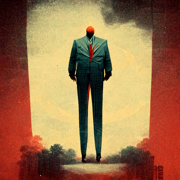 Illustration of faceless man in suit Abstract illustration of faceless man in dark suit. Powerbroker, business, politics. Cruel stock illustrations