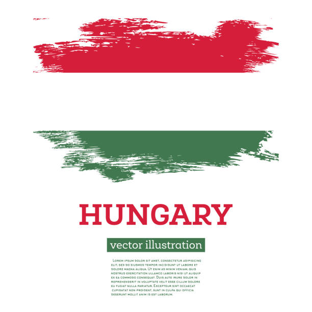 flaga węgier z pociągnięciami pędzla. dzień niepodległości. - hungary hungarian culture hungarian flag flag stock illustrations
