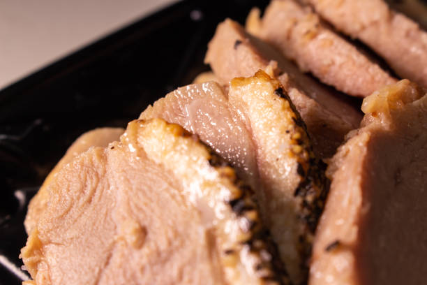 Takeout smoked duck breast slices stock photo