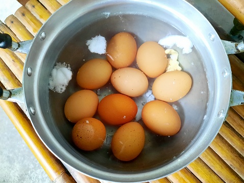 Cooking Boiled eggs - food preparation.