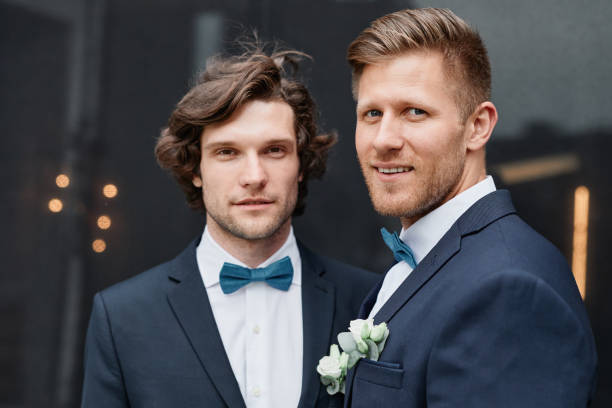 istock Portrait of Two Men in Wedding 1413738205