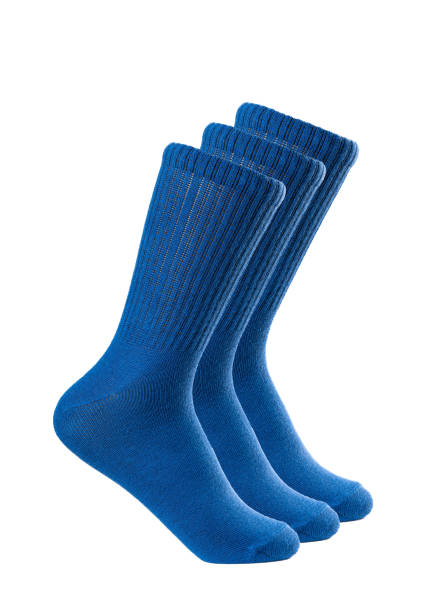 istock Long blue socks on a white isolated background 1413740164