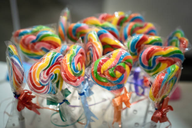 Rainbow Strips Lollipop stock photo