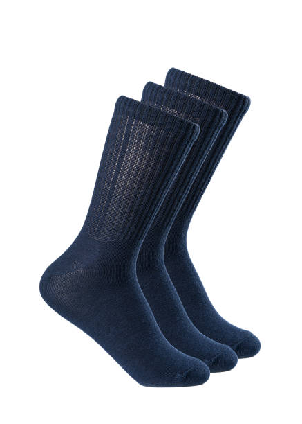 istock Long blue socks on a white isolated background 1413740926