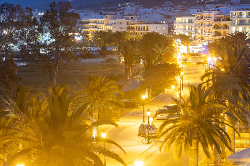 Protaras resort city coastline at night, Cyprus