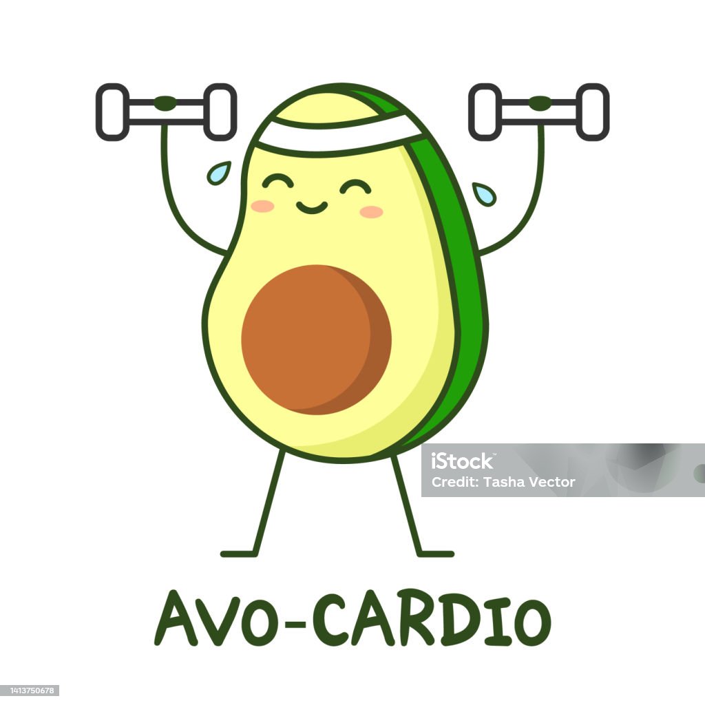 Bơ Dễ Thương Nâng Quả Tạ Chơi Chữ Avocardio Bơ Làm Việc Ra Với ...