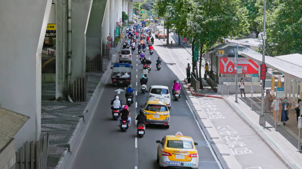 istock Crowded of scooter and car 1413753051